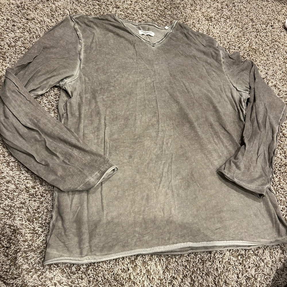 Comstock & Co Mens Distressed Long Sleeve Shirt Size XL Vintage Wash